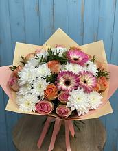 Букет цветов из:  Розы, Герберы и Хризантемы в Черноерковской
