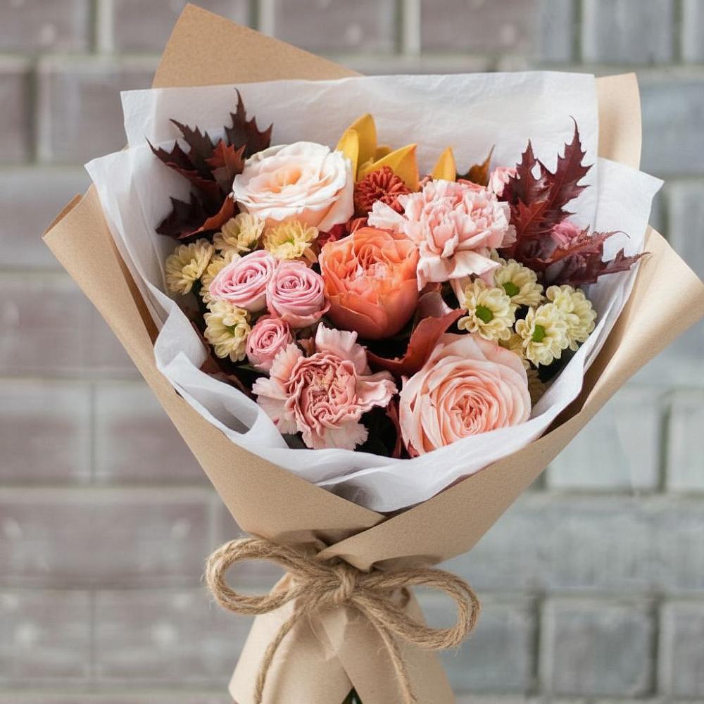 Букет цветов из: Гвоздики, Хризантемы и Розы в Черноерковской