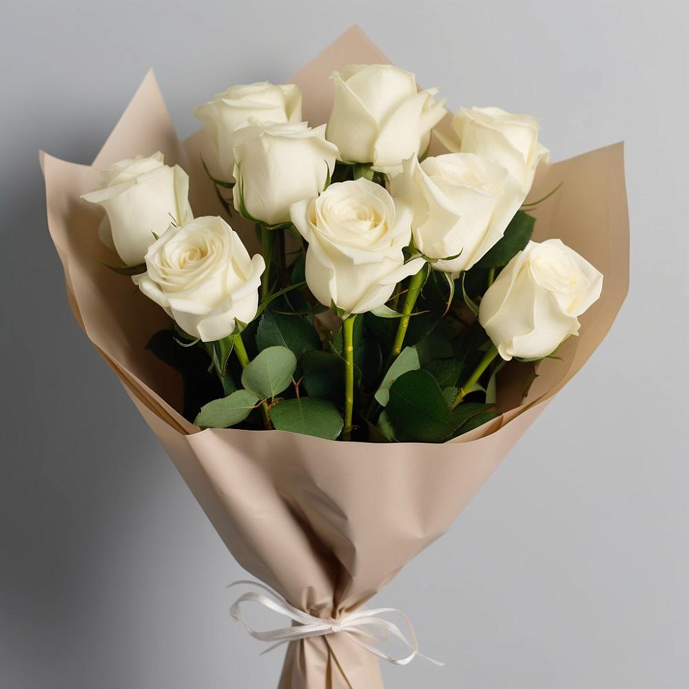 Букет 9 Белых роз Эдлесс Лав в Черноерковской