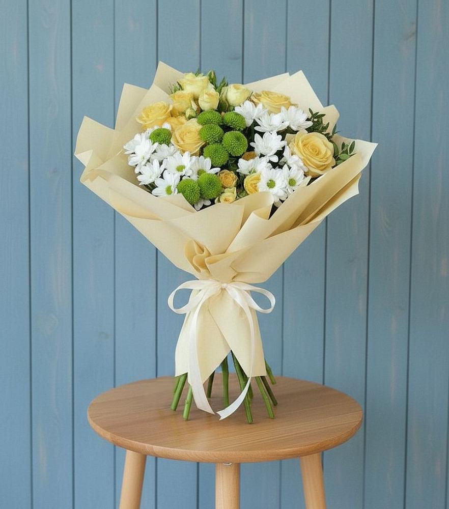 Букет цветов из: Хризантемы и Розы в Черноерковской