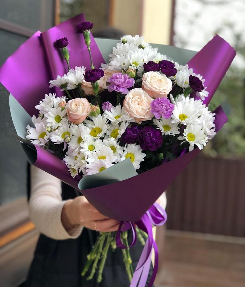 Букет цветов из: Хризантемы, Гвоздики и Розы в Черноерковской