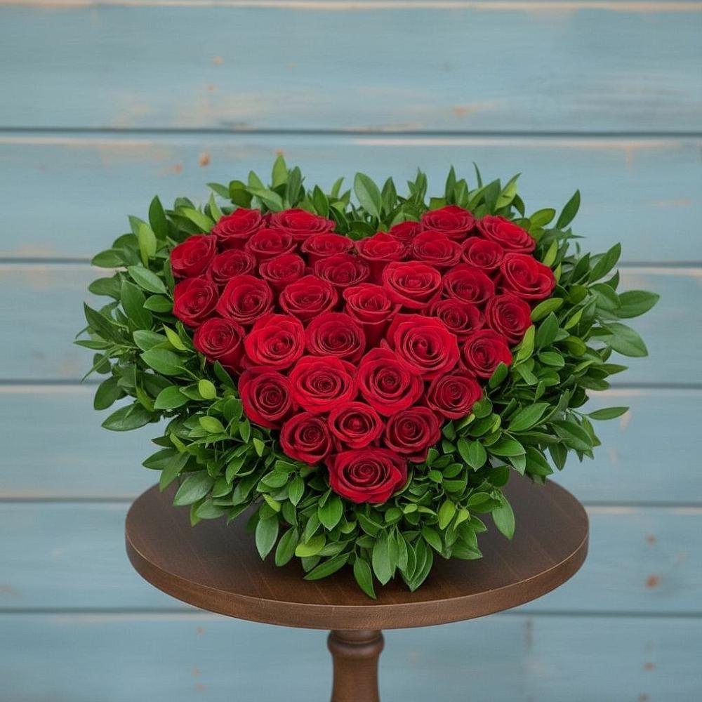 Цветочная композиция из Розы в виде сердца в Черноерковской