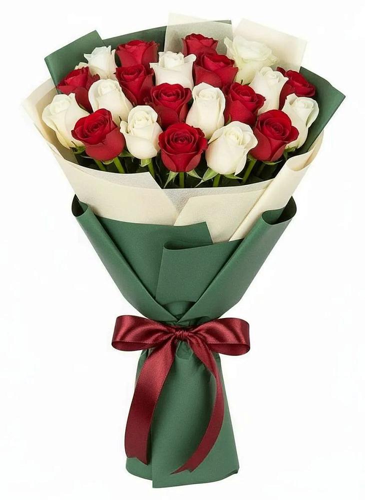 Букет Микс из красных и белых роз в Черноерковской