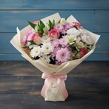 Букет цветов из:  Хризантемы, Альстромерии и Розы в Черноерковской