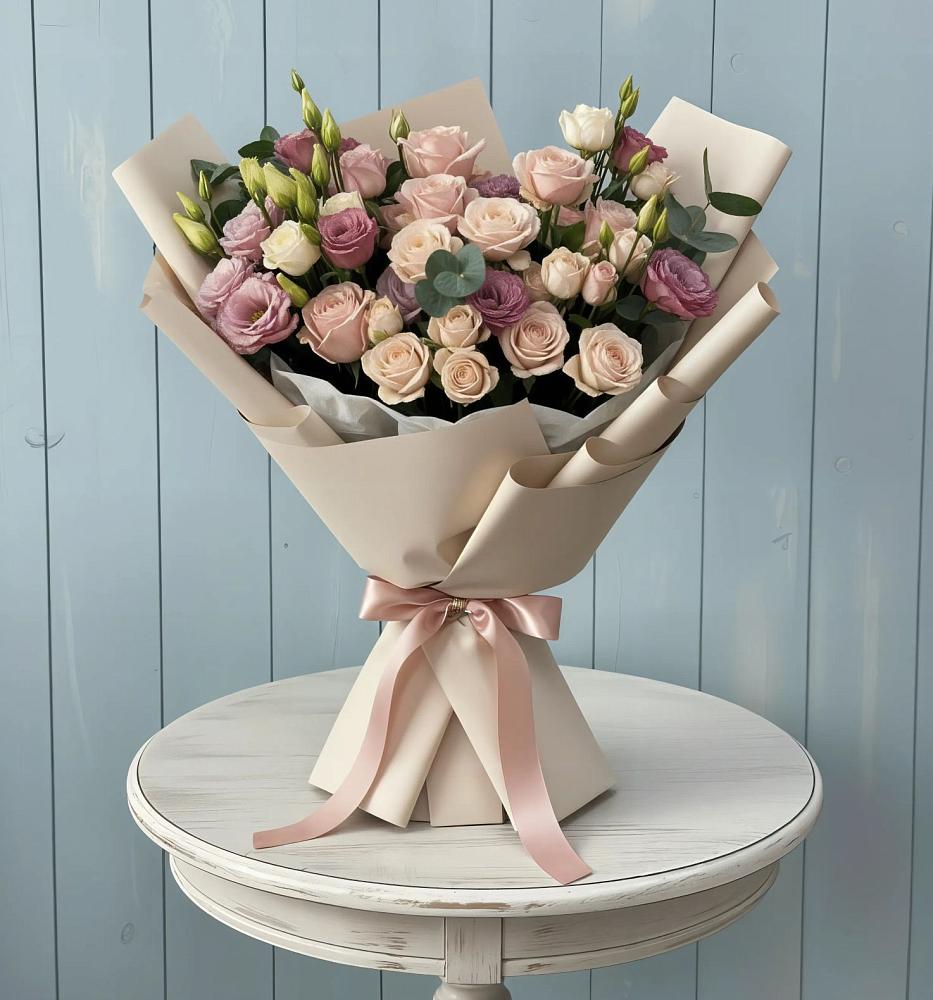 Букет цветов из: Розы и Лизиантусы в Черноерковской