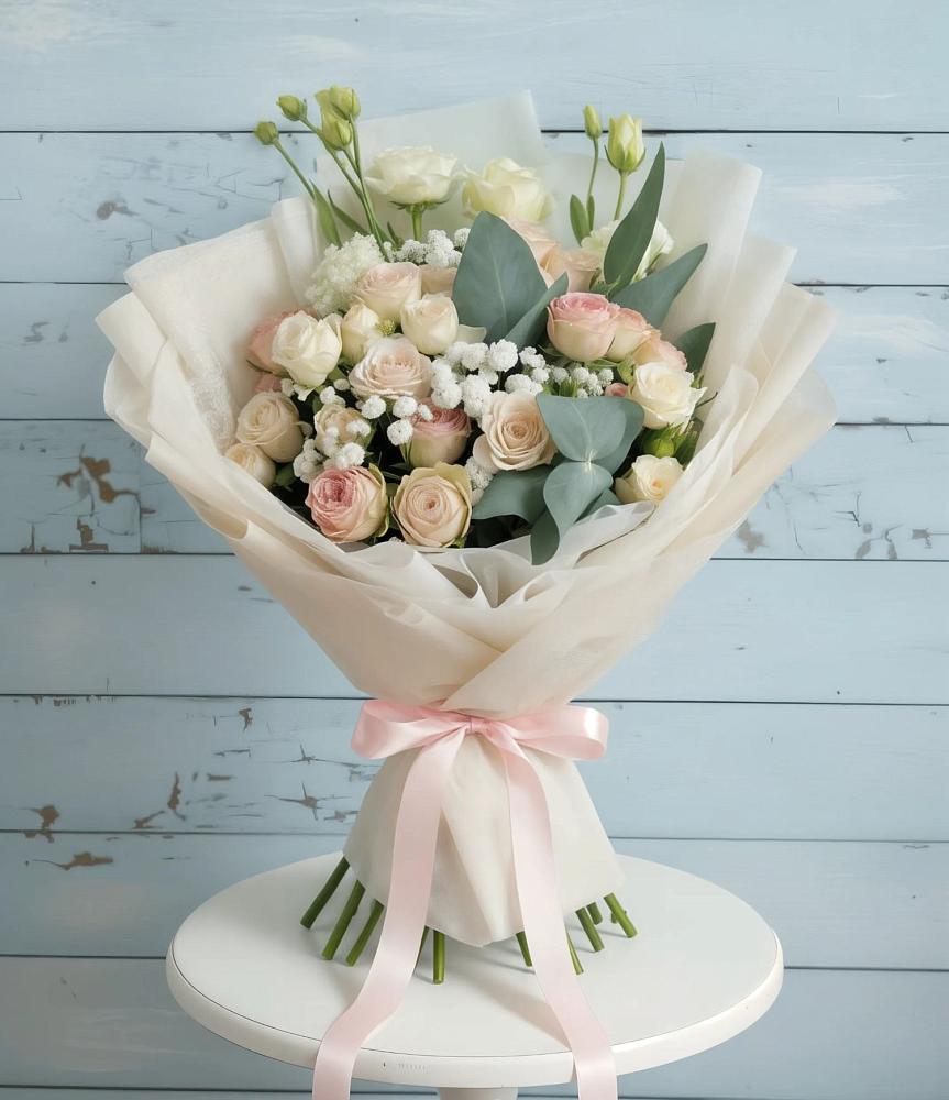 Букет цветов из: Розы и Лизиантусы в Черноерковской