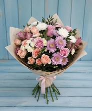 Букет цветов из:  Хризантемы, Розы и Альстромерии #REPLACE_PRED# Черноерковской