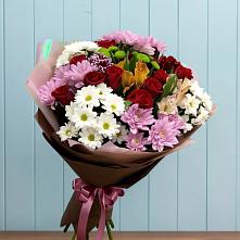 Букет цветов из:  Розы, Хризантемы и Альстромерии в Черноерковской