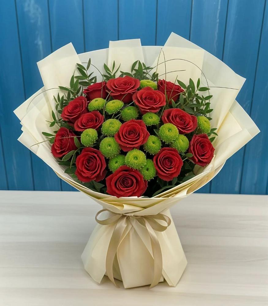 Букет цветов из: Розы и Хризантемы в Черноерковской