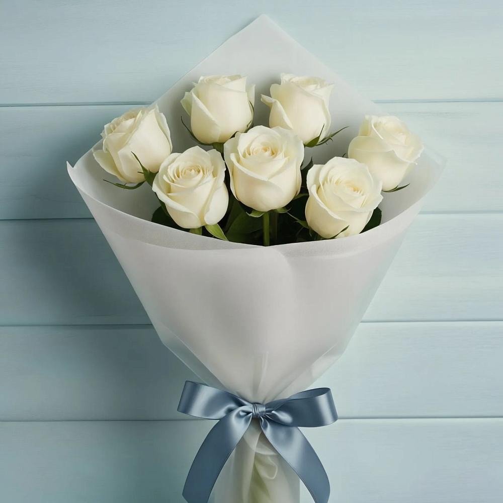Букет 7 Белых роз Эдлесс Лав в Черноерковской